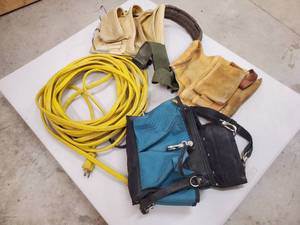lot 139 image: (1) Heavy Duty Extension Cord & (2) Tool Belts
