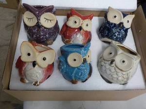 6 owl succulent planters...
