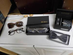 glasses, sunglasses, ties, and cuff...