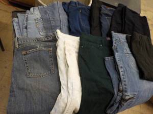 box of ladies previously worn jeans...