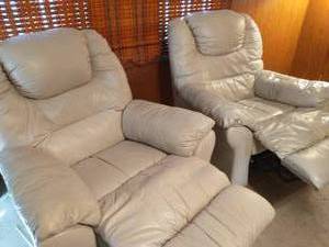 lot 33 image: Pair Of Leather Or Similar Material Reclining Chairs