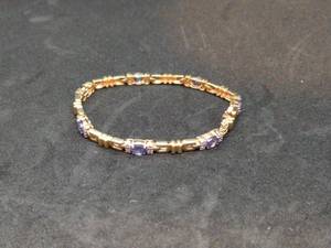 lot 110 image: 14k Gold Bracelet with Purple Stones