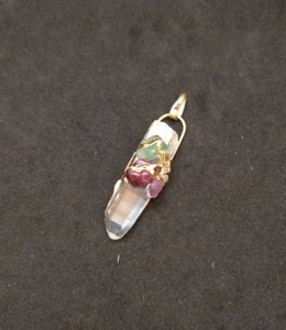lot 137 image: 14k Gold Pendant with Crystal and Stones