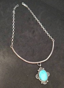 lot 138 image: 925 Sterling Silver Necklace with Blue Stone