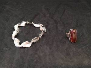 lot 162 image: Sterling Silver Ring and Bracelet