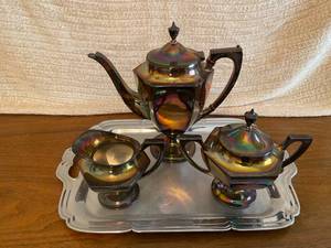 lot 213 image: Silver Plated Tea Set