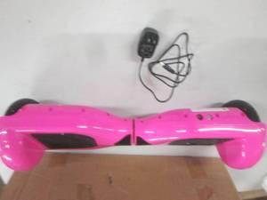 pink hoverboard powers on...