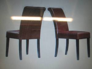 2 black faux leather parson chairs ...