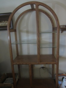 lot 3 image: Arched Wood & Glass Shelf