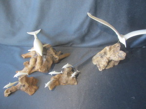 lot 15 image: Seagulls & Dolphin Sculptures