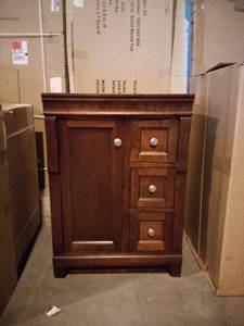 lot 2 image: Naples 24 in. W Bath Vanity Cabinet Only in Tobacco with Right Hand Drawers