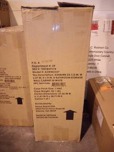 lot 17 image: Ashburn 23-12 in. W x 27 in. H x 8 in. D Bathroom Storage Wall Cabinet in White by Home Decorators Collection