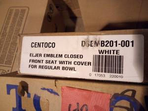 lot 41 image: Eljer Emblem Round Closed Square Front Toilet Seat in White by CENTOCO