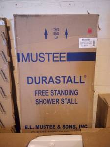 lot 48 image: 32 in. x 32 in. x 75 in. Shower Stall with Standard Base in White by Durastall