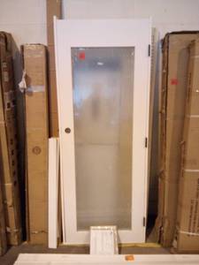 lot 62 image: 30 in. x 80 in. 1-Lite Satin Etch Solid HybridCore MDF Primed Right-Hand Single Prehung Interior Door by Krosswood Doors