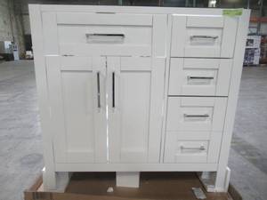 lot 201 image: Home Decorators Collection Riverdale 36 in. W x 21 in. D Vanity in White Riverdale 36W