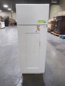 lot 207 image: Hampton Bay Shaker Assembled 12x34.5x24 in. Base Kitchen Cabinet with Ball-Bearing Drawer Glides in Satin White KB12-SSW