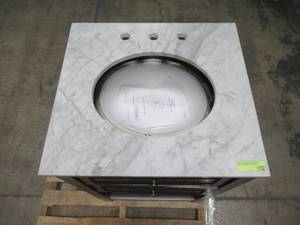lot 213 image: Pegasus Mdsn 24 in.W Bath Vanity with Marble Single Basin Vanity Top in WhiteGray with White Basin F10AE00211A