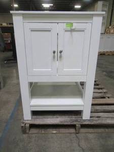 lot 222 image: Home Decorators Collection Gazette 24 in. W x 21-34 in. D Bath Vanity Cabinet Only in White GAWA2422