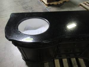lot 230 image: Home Decorators Collection Chelsea 72 in. W Double Bath Vanity in Antique Cherry with Granite Vanity Top in Black 12102-VS72A-AC