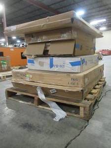 lot 316 image: WHOLESALE MIXED PALLET OF KITCHEN WALL AND BASE CABINET PARTS