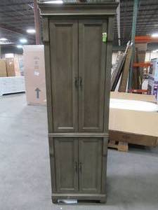 lot 104 image: Naples 24 in. W x 74 in. H x 17 in. D 3-Shelf Wood Bathroom Linen Storage Floor Cabinet in Distressed Grey, NADGL2474.