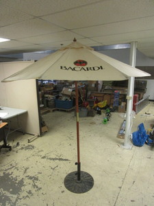 lot 222 image: BACARDI PATIO UMBRELLA, W HEAVY-DUTY STAND