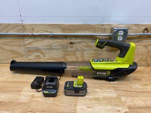 lot 81 image: RYOBI 100 MPH 280 CFM ONE 18-Volt Variable-Speed Lithium-Ion Cordless Jet Fan Leaf Blower 4.0 Ah Battery and Charger Included