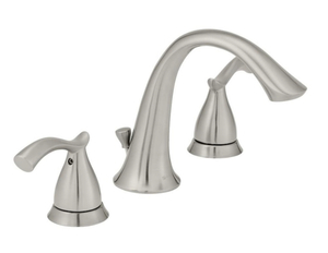 lot 92 image: GLACIER BAY Edgewood 8 in. Widespread 2-Handle High-Arc Bathroom Faucet in Brushed Nickel