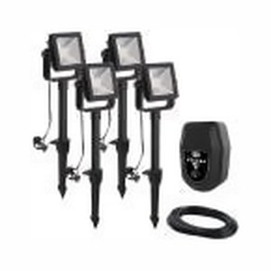 lot 62 image: Low Voltage Black Outdoor Integrated LED Landscape Flood Light (4-Pack)