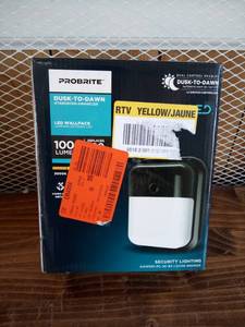 lot 1 image: Slim-Profile 75-Watt Equivalent Integrated Outdoor LED Wall Pack, 1000 Lumens, Dusk to Dawn Outdoor Security Light by PROBRITE