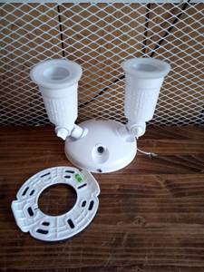 lot 46 image: Twin-Head White Outdoor Mountable Flood Light for Outdoor Security Lighting by Commercial Electric