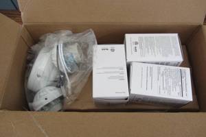 lot 70 image: 3-Light White Ceiling Fan Shades LED Light Kit