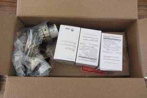 lot 72 image: 3-Light Antique Brass Ceiling Fan Shades LED Light Kit