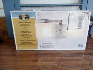lot 167 image: Aldridge 2-Light Brushed Nickel Vanity Light with Etched White Glass Shades by Hampton Bay