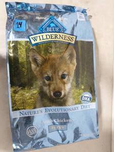 1 BAG OF Blue Buffalo Wilderness Puppy Chicken Recipe Grain-Free Dry Dog Food