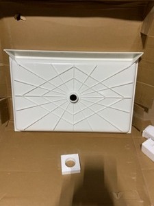 lot 28 image: SWAN VERITEK 33 IN. X 48 IN. SINGLE THRESHOLD CENTER DRAIN SHOWER PAN IN BISQUE. SEE PICTURES
