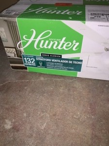 lot 42 image: HUNTER STRATFORD 52 IN. LED INDOOR FRESH WHITE CEILING FAN WITH LIGHT KIT. SEE PICTURES