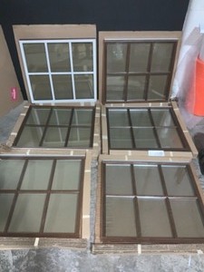 lot 45 image: (6)  PANE CUSTOM WINDOWS WITH SLIDING GROVES (H 28 INCH X 30 14 INCH LENGTH) SEE PICTURES