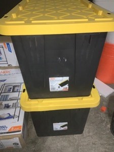 lot 54 image: ASSORTED HDX SHELVING AND STORAGE TOTES. SEE PICTURES