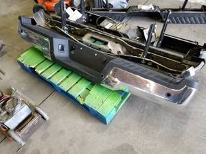 lot 222 image: Chrome Pickup Truck Rear Bumper with Rubber Step Guard