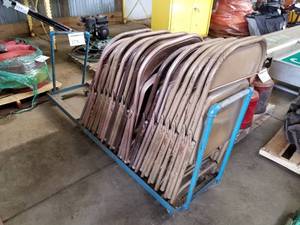 lot 273 image: Lot of (18) Metal Folding Chairs  with Rolling Chair Cart