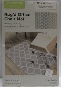 lot 421 image: Anji Mountain 36in x 48in Grey Trellis Rug Office Chair Mat