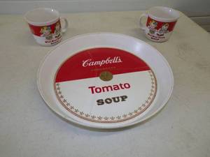 lot 11 image: Vintage Campbells Soup Tray with Soup Cups
