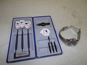 lot 70 image: Laser Darts and Timex Expedition Watch