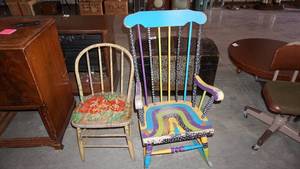 Vintage Chair and Colorful Rocking Chair