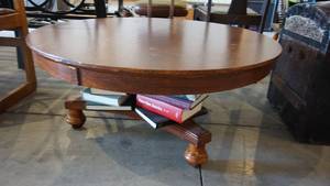 Round Wood Pedestal Coffee Table