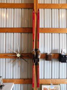 Vintage Red Trail Blazer Skis Coat Hanger