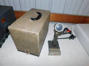 Graflex School Master slide film projector And Shure Controlled Magnetic Microphone