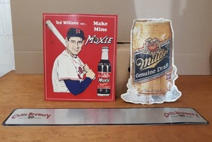 Lot of 3 Tin Signs - Moxie, Miller and Celis Brewery